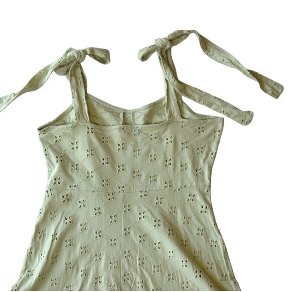 ASOS Design Light Sage Green Eyelet Cotton Skater Dress Size 6 - Picture 7 of 7